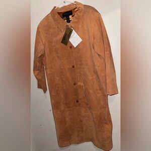 NWT Plus Size Women’s Suede  Leather Trench Coat 🔥